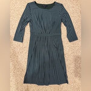 Brooks Brothers Effortless Midi Dress Green Navy Print Sz Small